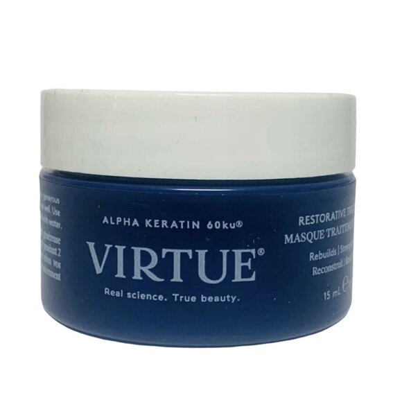 Virtue Labs Restorative Treatment Hair Mask Alpha Keratin 60ku Masque 0.5oz 15ml - Picture 1 of 2